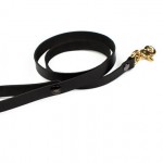 Promenade Leash - Black Latigo Leather - Ebony & Brass Rivets
